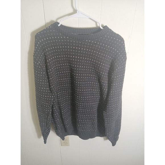 Vintage Lands End Sweater Mens L Gray Crew Neck Made In USA - Picture 2 of 8